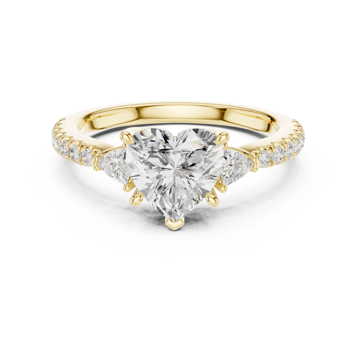 Heart-Cut Diamond Three-Stone Engagement Ring
