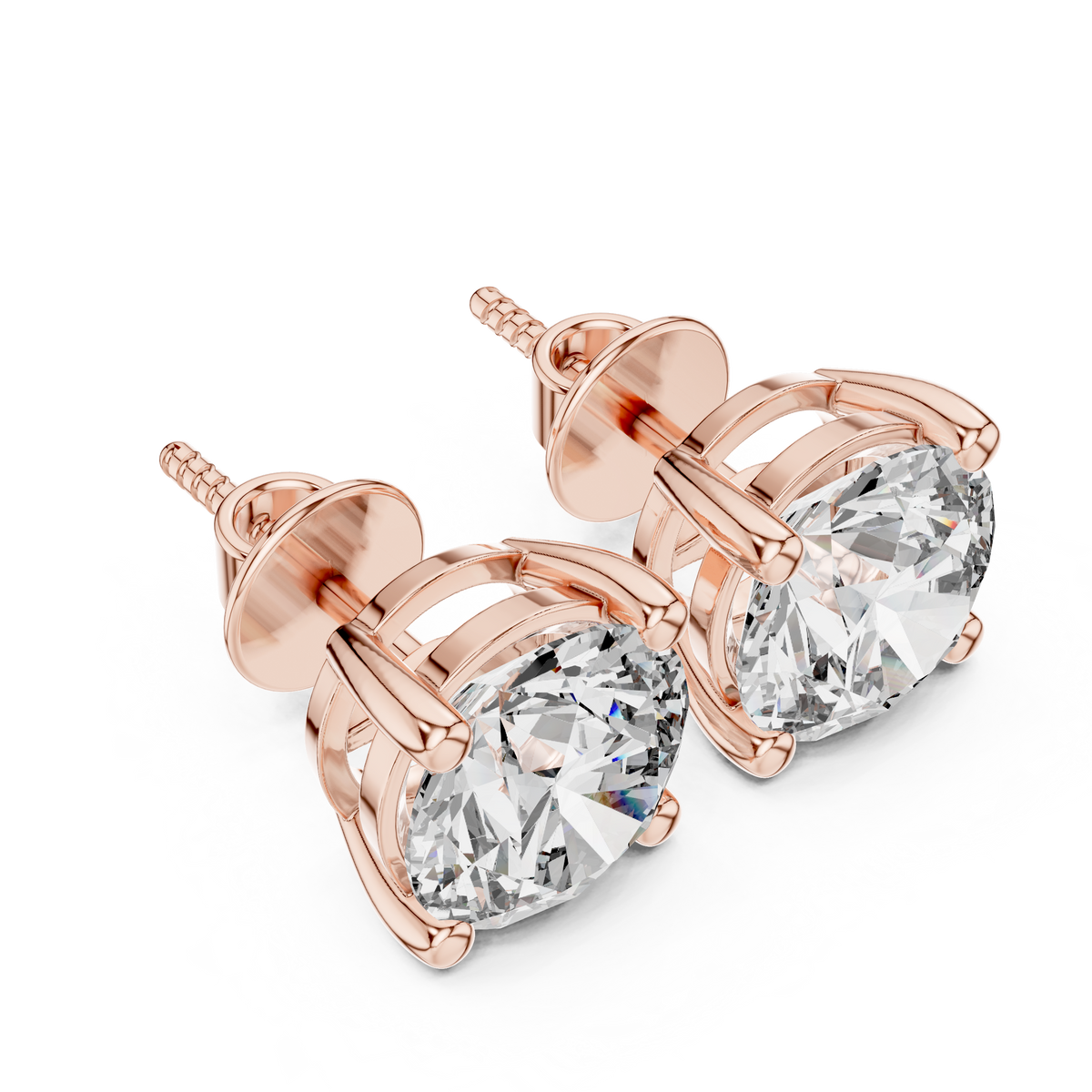 Classic Round Brilliant Cut Diamond Solitaire Stud Earrings
