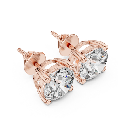 Classic Round Brilliant Cut Diamond Solitaire Stud Earrings