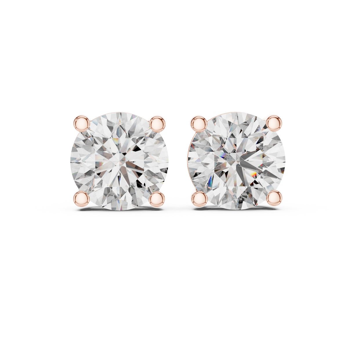 Classic Round Brilliant Cut Diamond Solitaire Stud Earrings