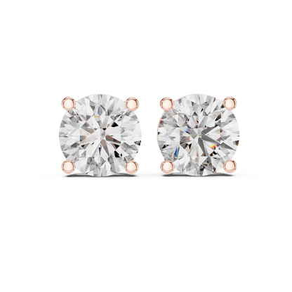 Classic Round Brilliant Cut Diamond Solitaire Stud Earrings