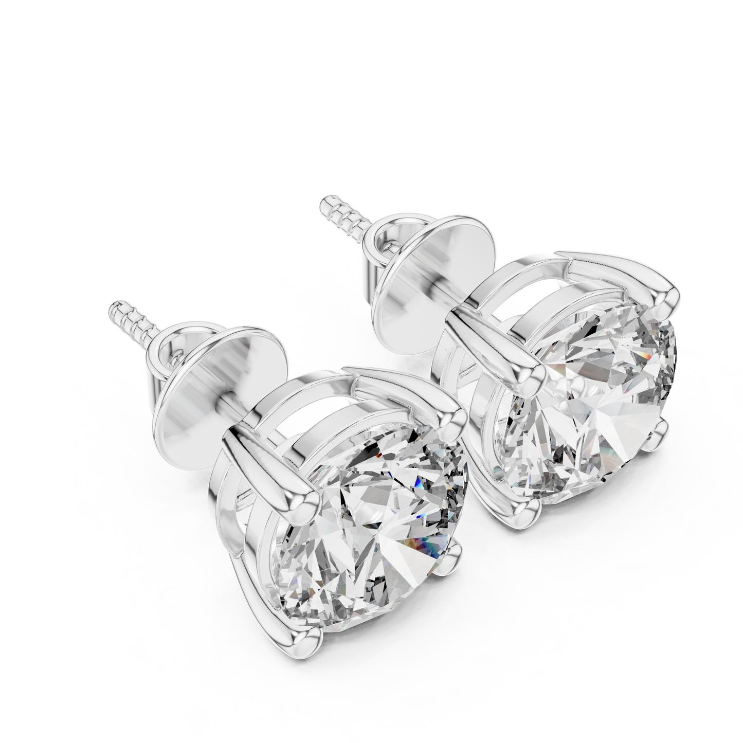 Classic Round Brilliant Cut Diamond Solitaire Stud Earrings