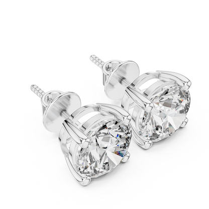 Classic Round Brilliant Cut Diamond Solitaire Stud Earrings