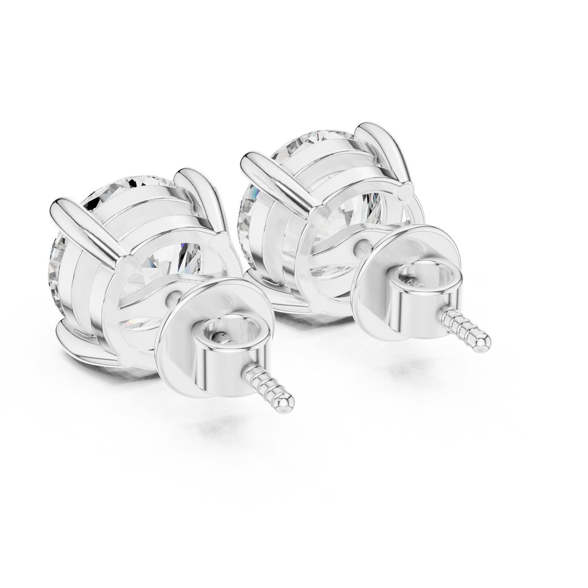 Classic Round Brilliant Cut Diamond Solitaire Stud Earrings