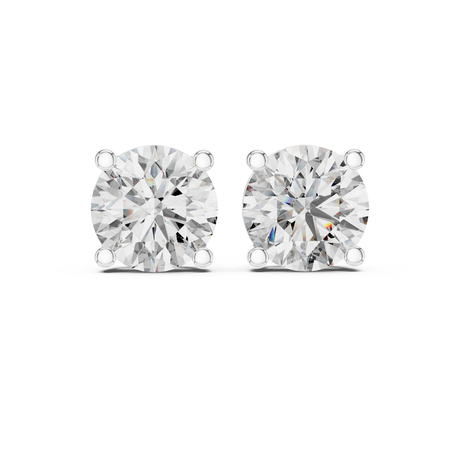 Classic Round Brilliant Cut Diamond Solitaire Stud Earrings