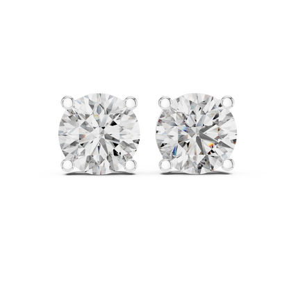 Classic Round Brilliant Cut Diamond Solitaire Stud Earrings