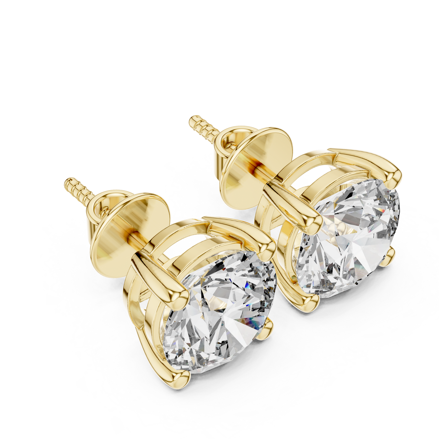 Classic Round Brilliant Cut Diamond Solitaire Stud Earrings