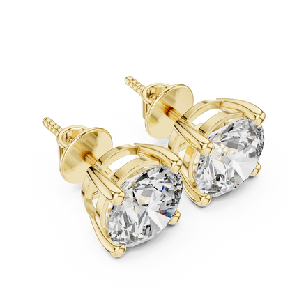 Classic Round Brilliant Cut Diamond Solitaire Stud Earrings