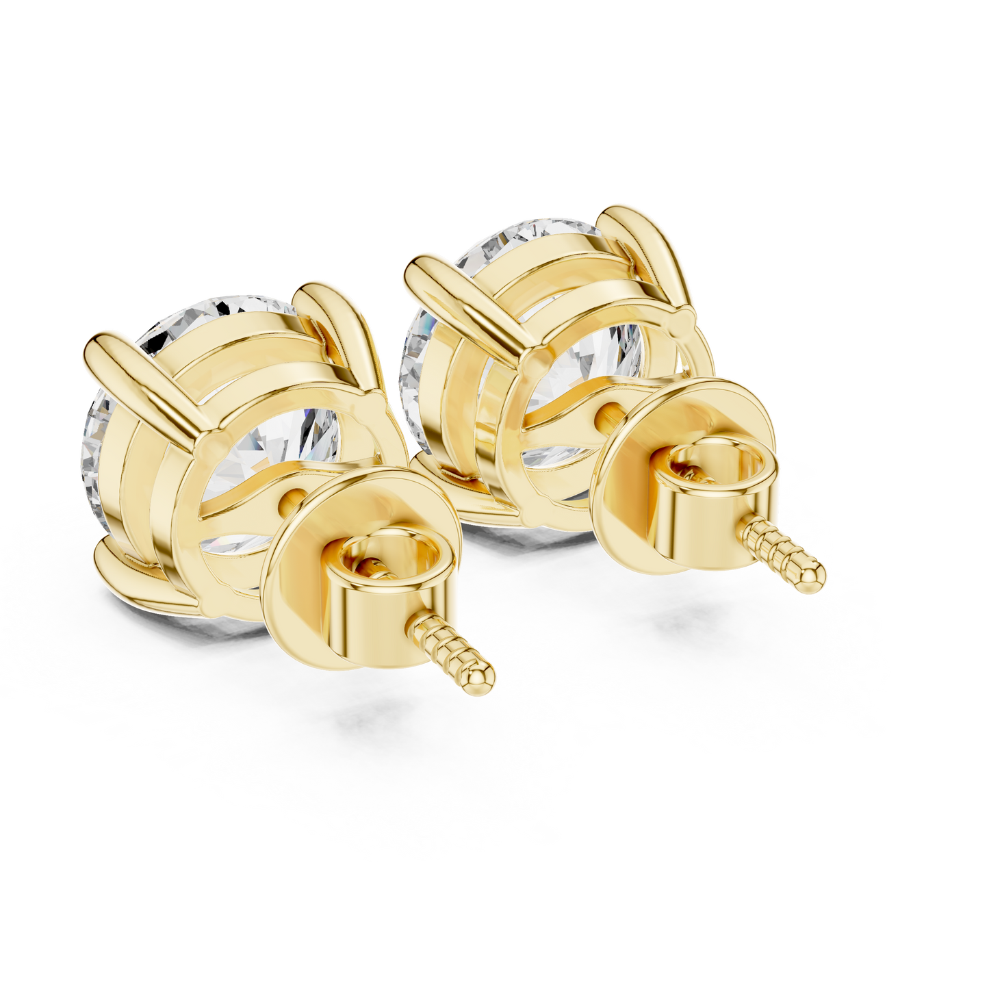 Classic Round Brilliant Cut Diamond Solitaire Stud Earrings