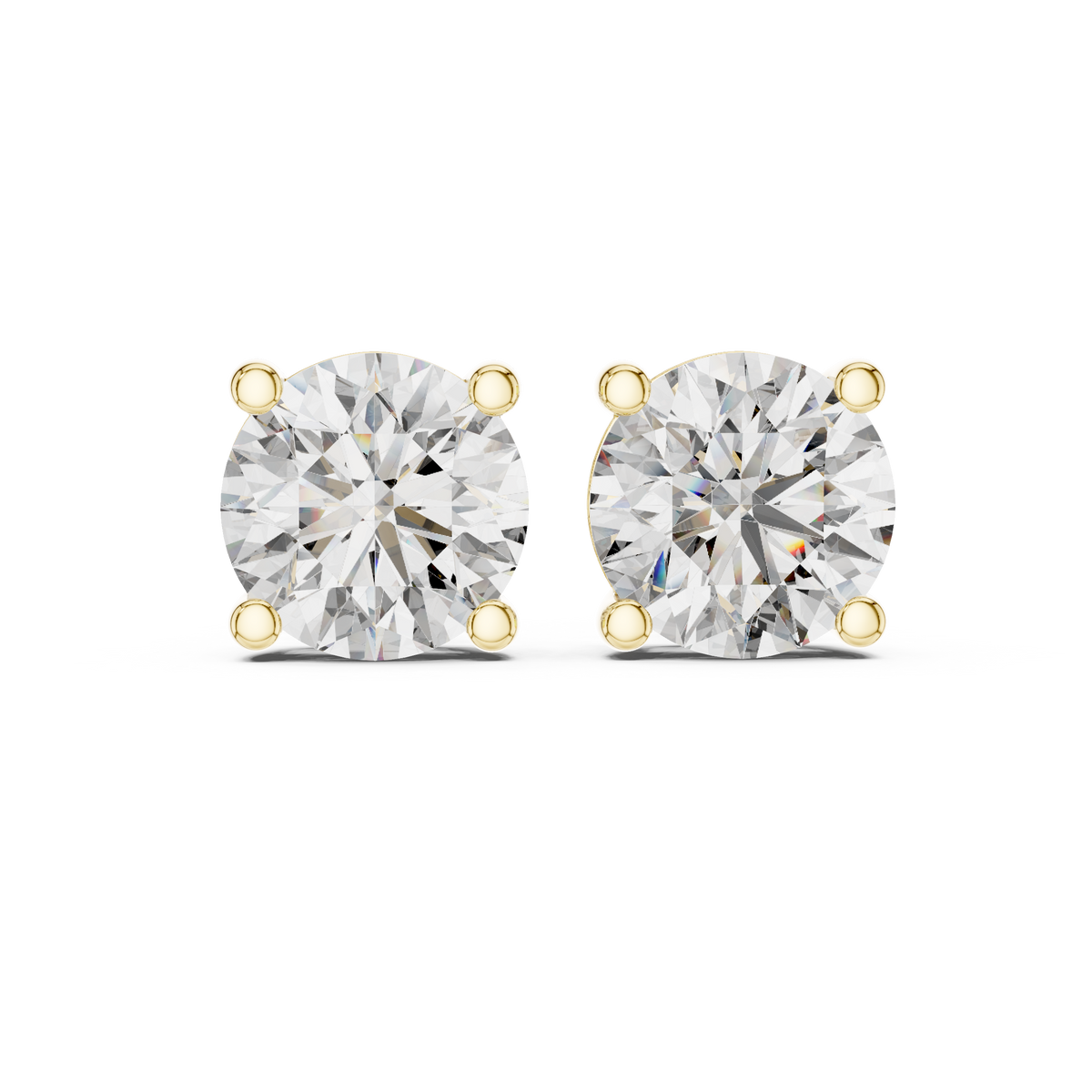 Classic Round Brilliant Cut Diamond Solitaire Stud Earrings