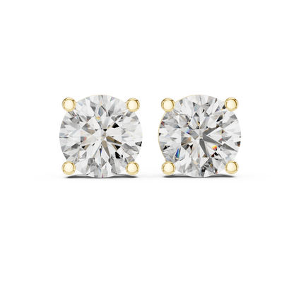 Classic Round Brilliant Cut Diamond Solitaire Stud Earrings