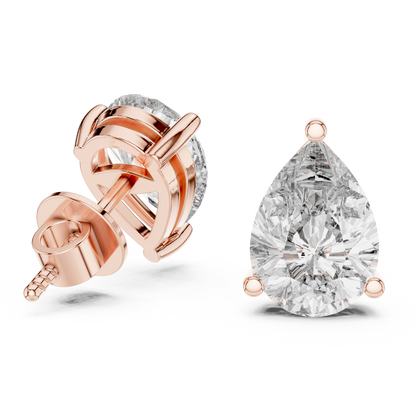 Elegant Pear-Cut Diamond Solitaire Stud Earrings