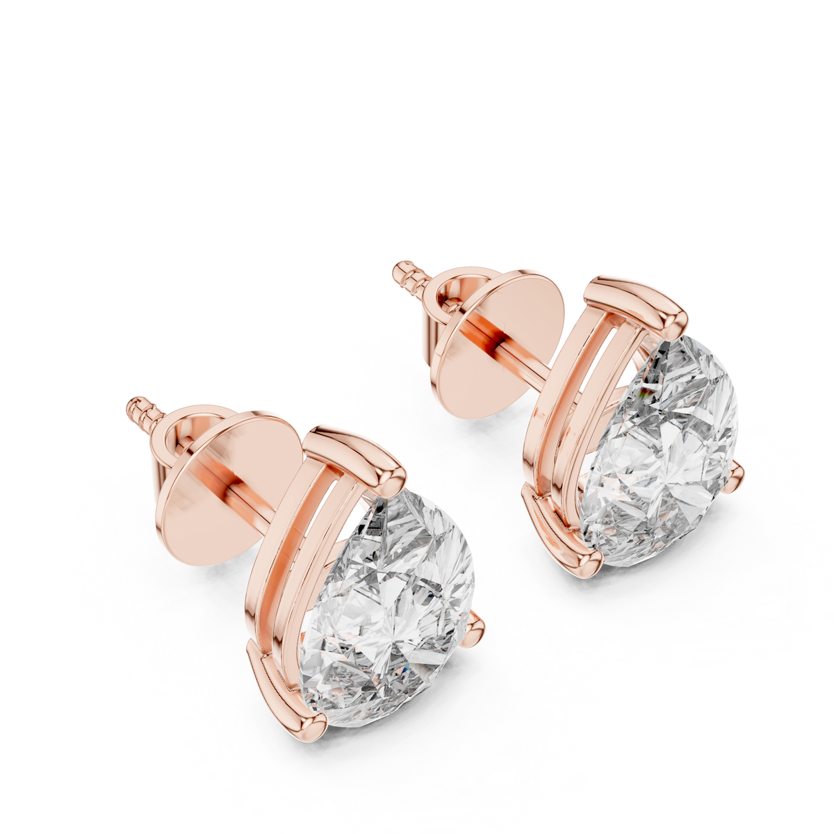 Elegant Pear-Cut Diamond Solitaire Stud Earrings