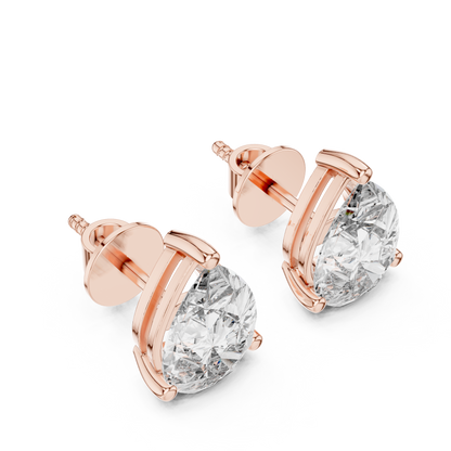 Elegant Pear-Cut Diamond Solitaire Stud Earrings