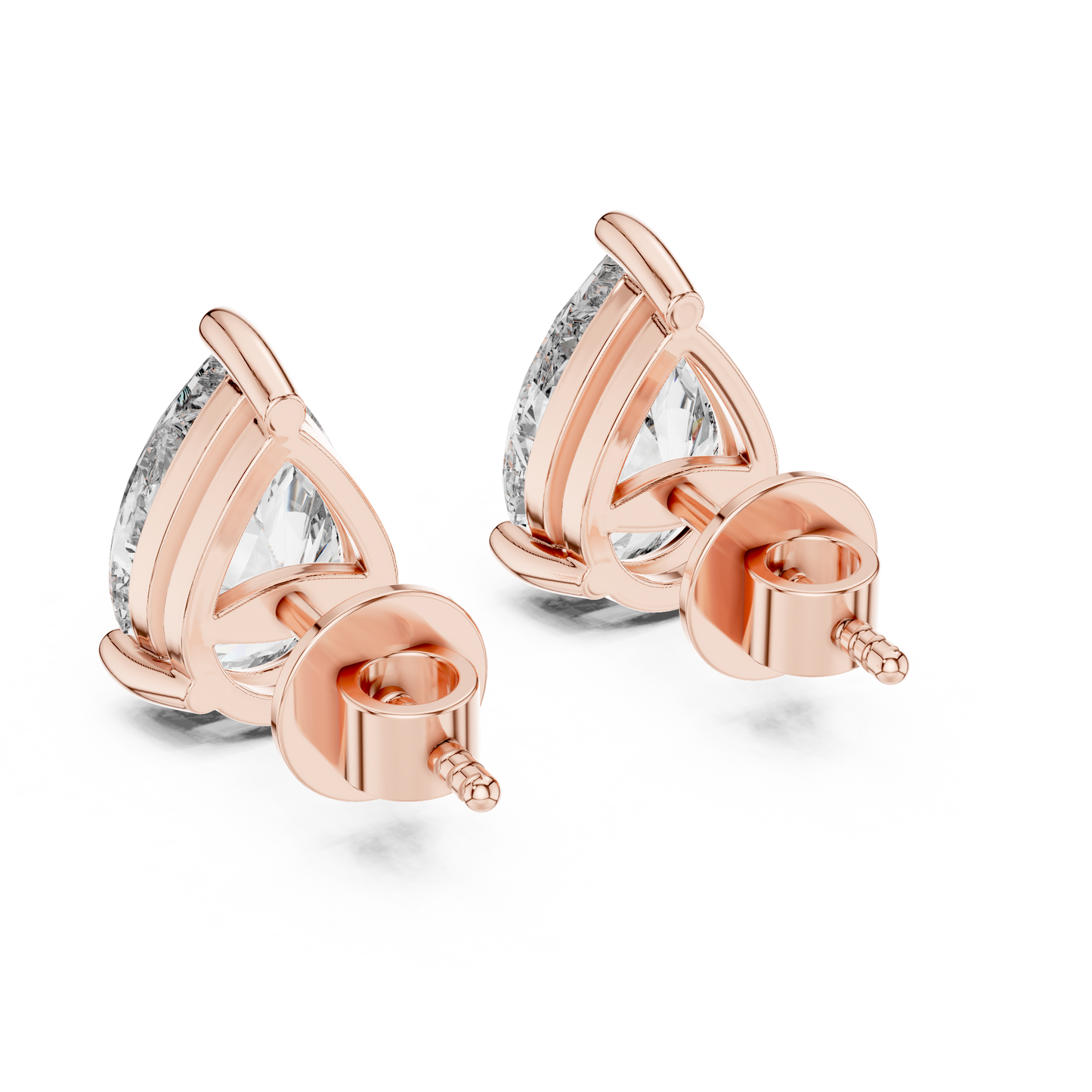 Elegant Pear-Cut Diamond Solitaire Stud Earrings