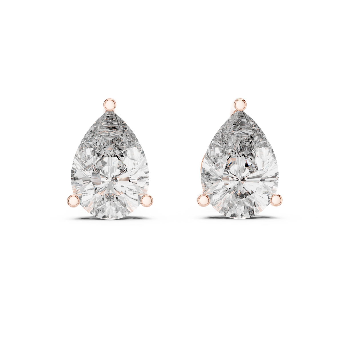 Elegant Pear-Cut Diamond Solitaire Stud Earrings