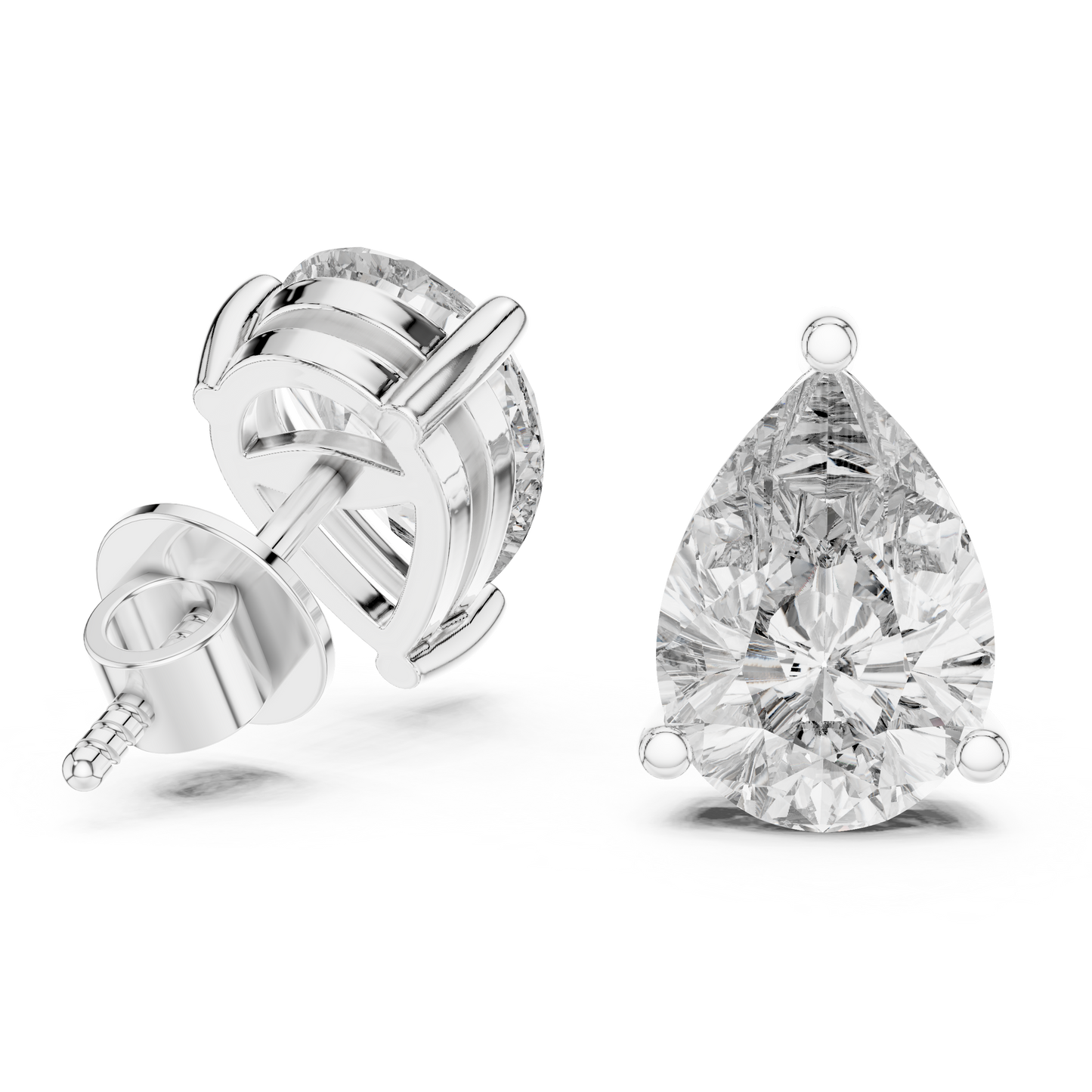 Elegant Pear-Cut Diamond Solitaire Stud Earrings