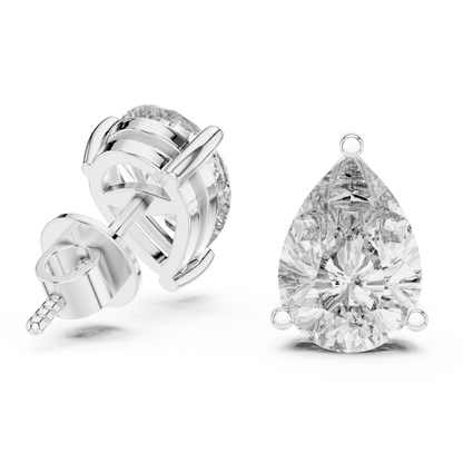 Elegant Pear-Cut Diamond Solitaire Stud Earrings