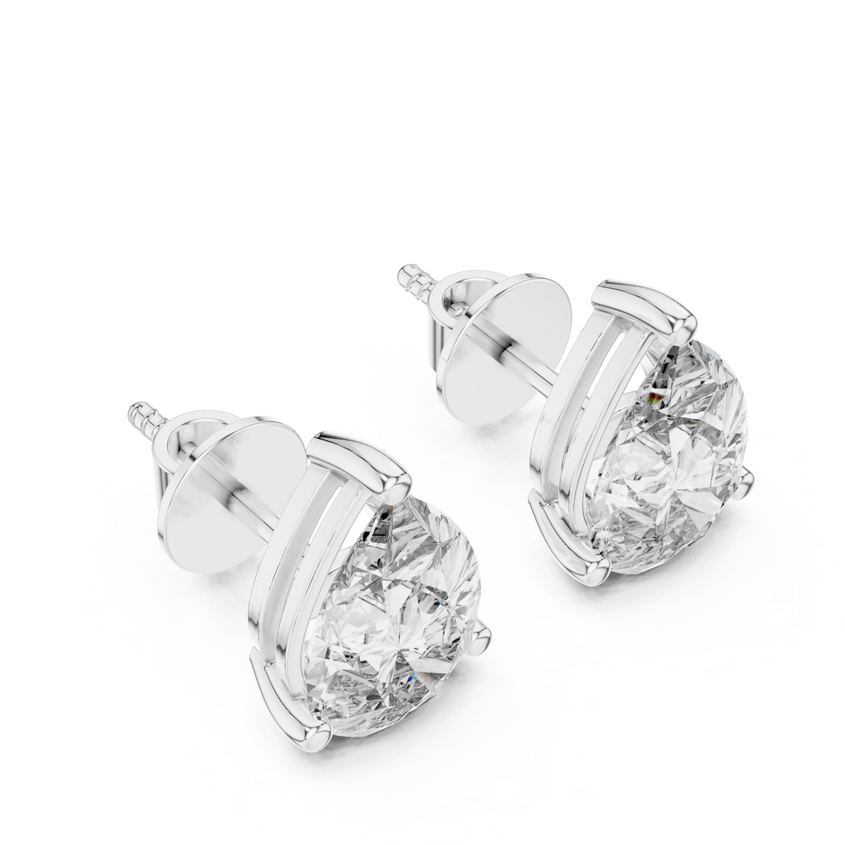 Elegant Pear-Cut Diamond Solitaire Stud Earrings