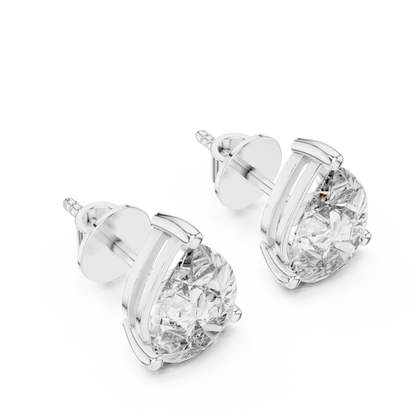 Elegant Pear-Cut Diamond Solitaire Stud Earrings