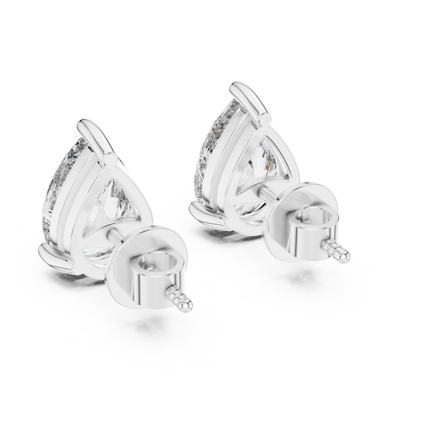 Elegant Pear-Cut Diamond Solitaire Stud Earrings