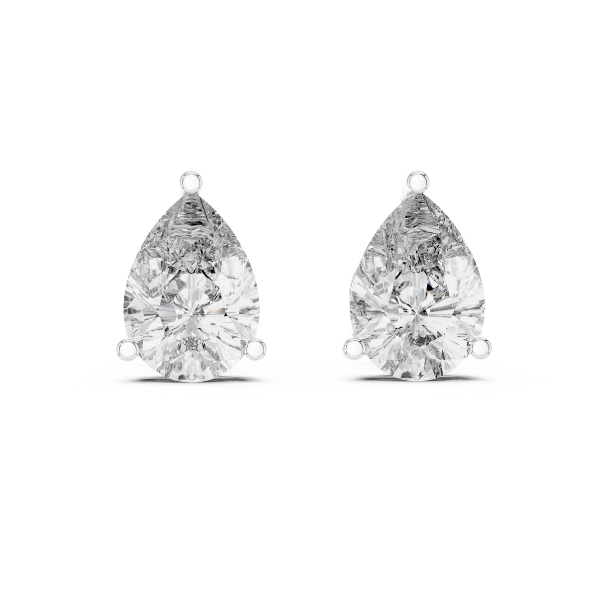 Elegant Pear-Cut Diamond Solitaire Stud Earrings