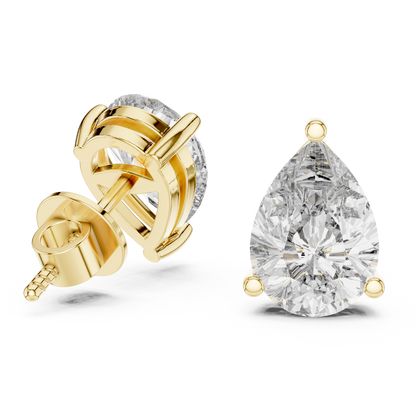 Elegant Pear-Cut Diamond Solitaire Stud Earrings