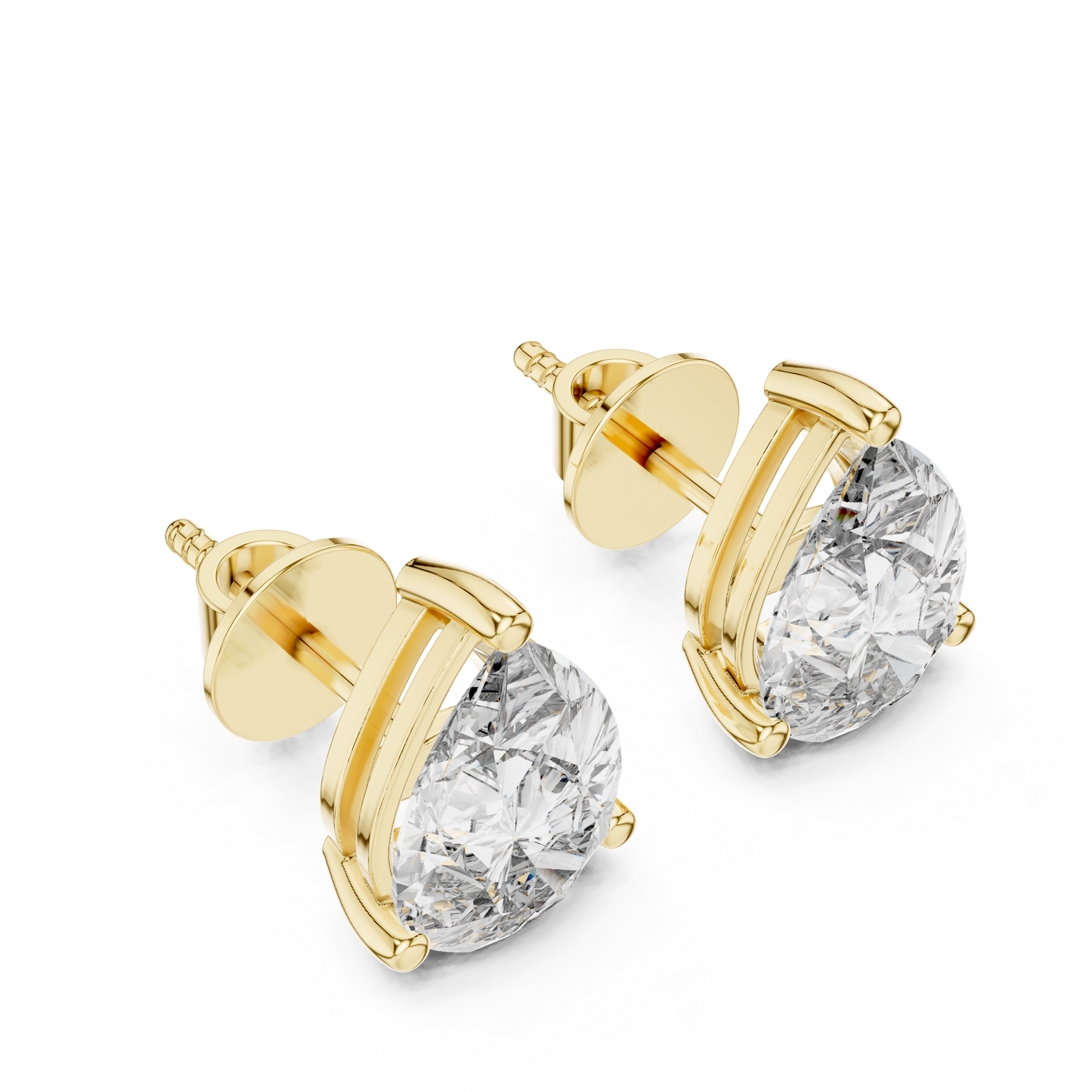 Elegant Pear-Cut Diamond Solitaire Stud Earrings
