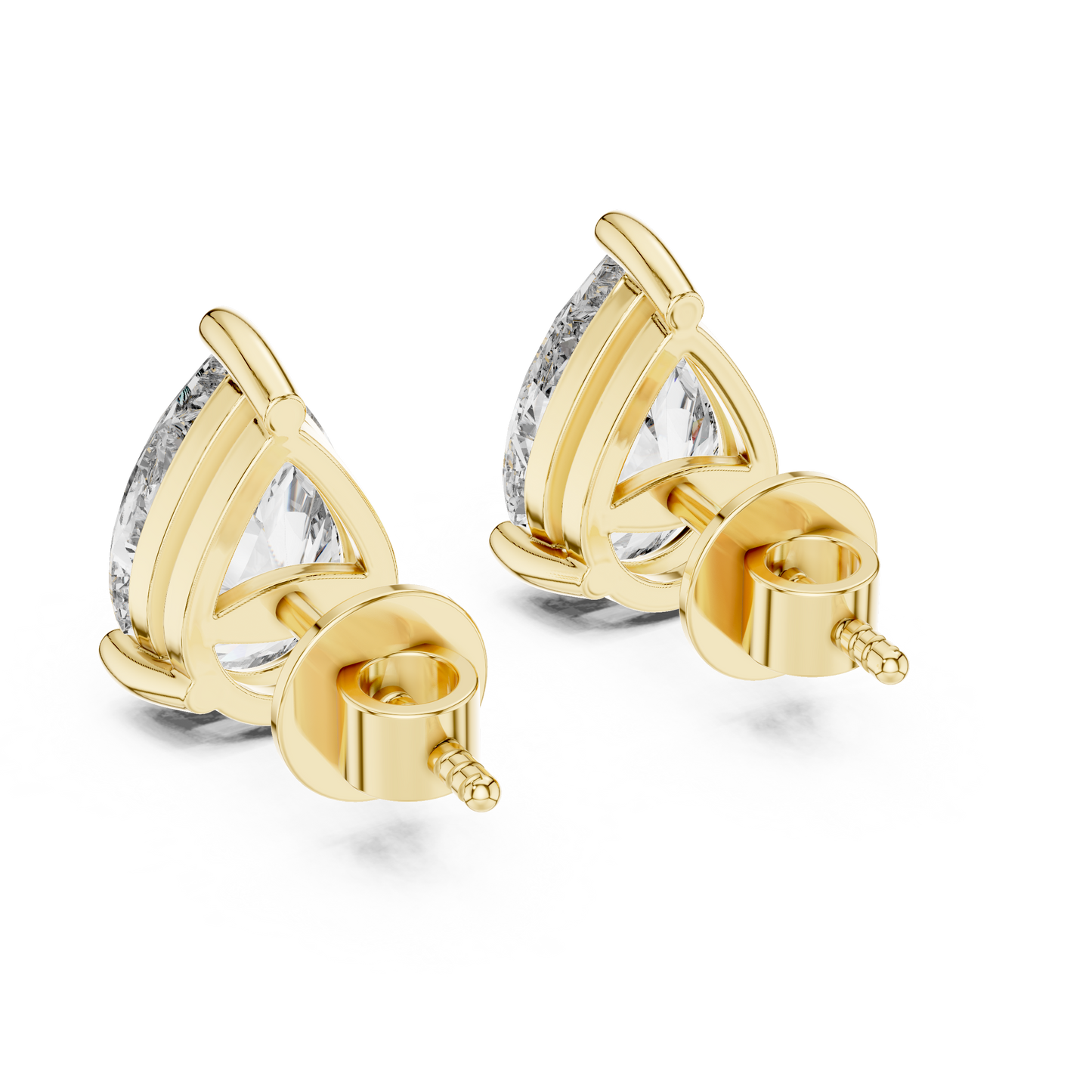 Elegant Pear-Cut Diamond Solitaire Stud Earrings