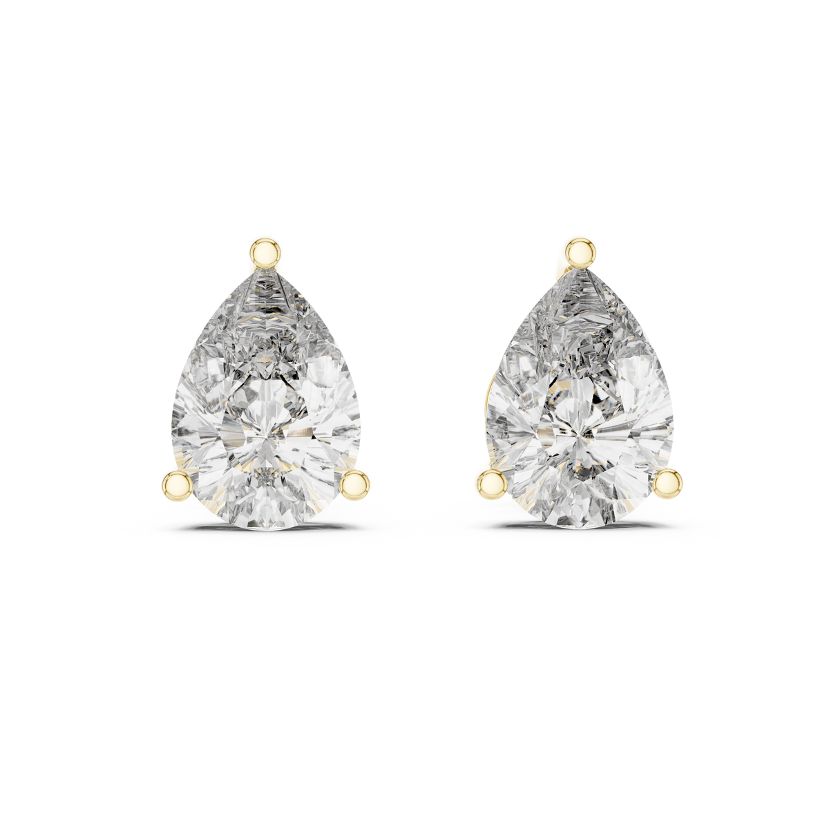 Elegant Pear-Cut Diamond Solitaire Stud Earrings
