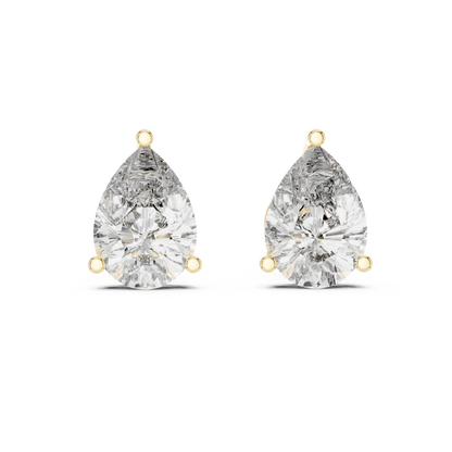 Elegant Pear-Cut Diamond Solitaire Stud Earrings