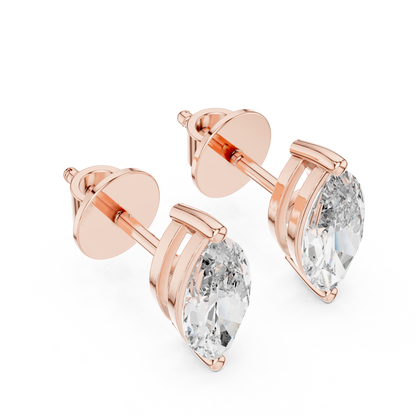 Marquise-Cut Solitaire Diamond Stud Earrings