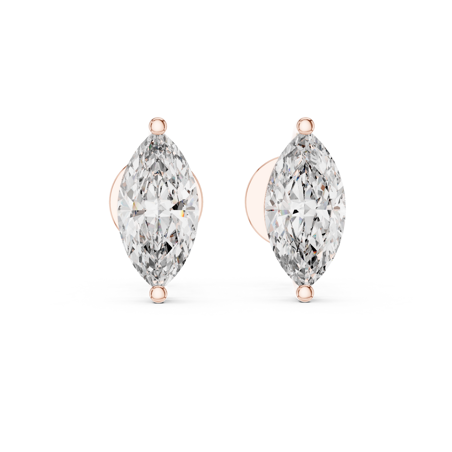 Marquise-Cut Solitaire Diamond Stud Earrings