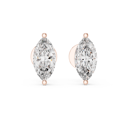 Marquise-Cut Solitaire Diamond Stud Earrings
