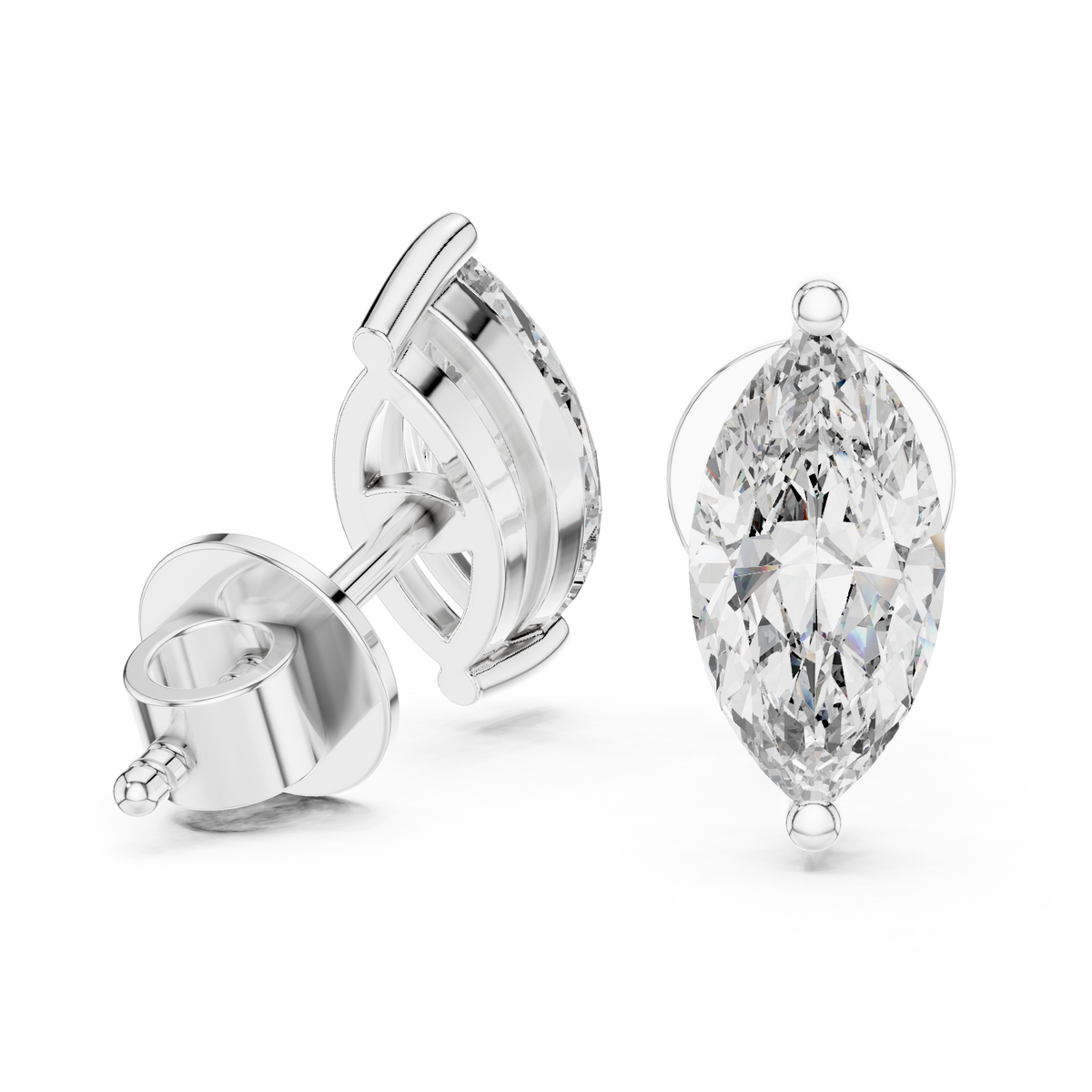 Marquise-Cut Solitaire Diamond Stud Earrings