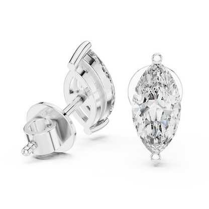 Marquise-Cut Solitaire Diamond Stud Earrings