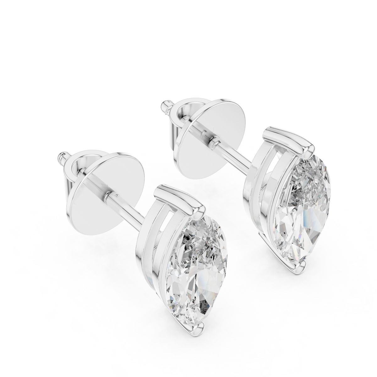 Marquise-Cut Solitaire Diamond Stud Earrings