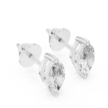 Marquise-Cut Solitaire Diamond Stud Earrings