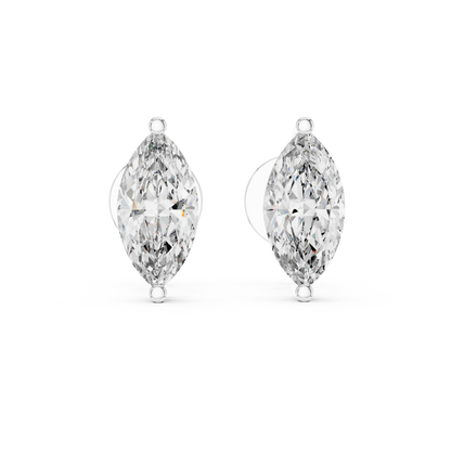 Marquise-Cut Solitaire Diamond Stud Earrings