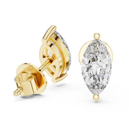 Marquise-Cut Solitaire Diamond Stud Earrings