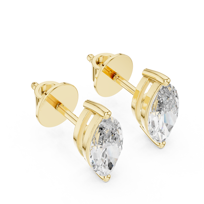 Marquise-Cut Solitaire Diamond Stud Earrings