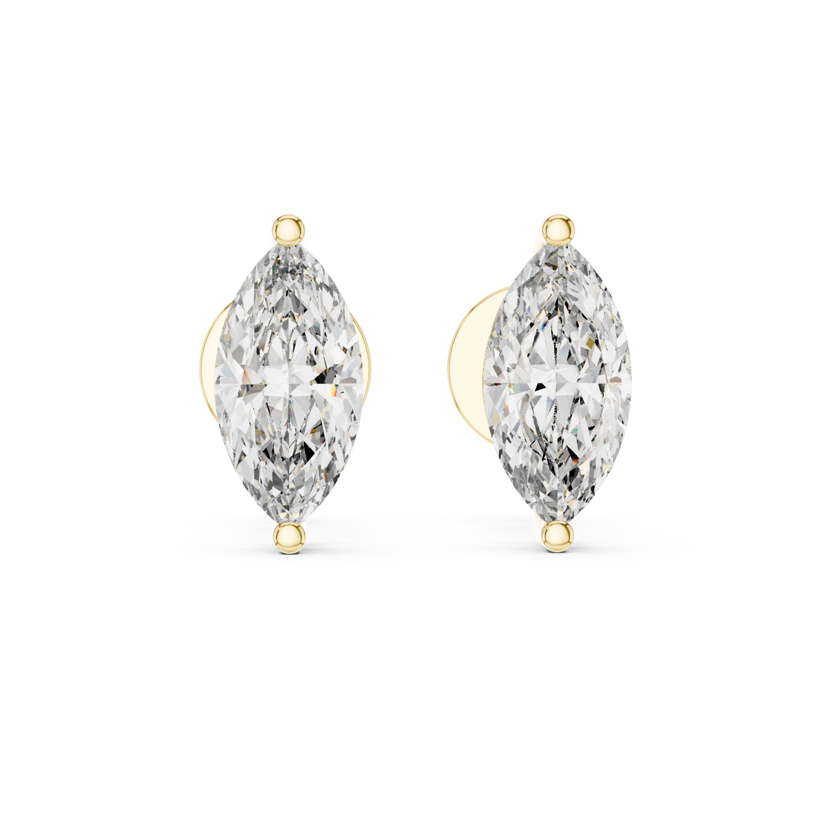Marquise-Cut Solitaire Diamond Stud Earrings