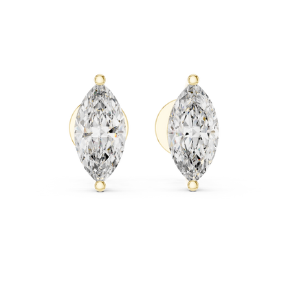 Marquise-Cut Solitaire Diamond Stud Earrings