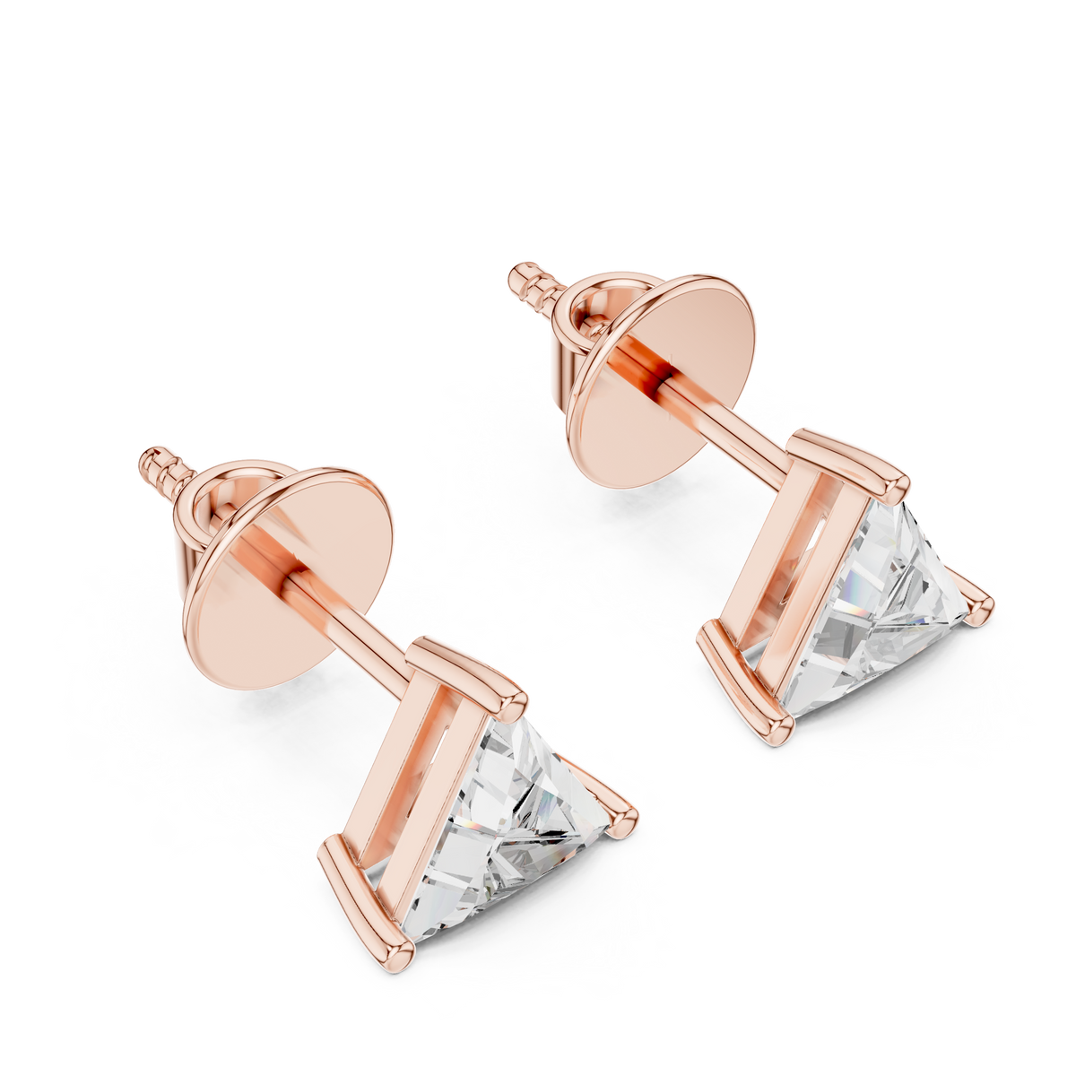 Trillion-Cut Diamond Stud Earrings