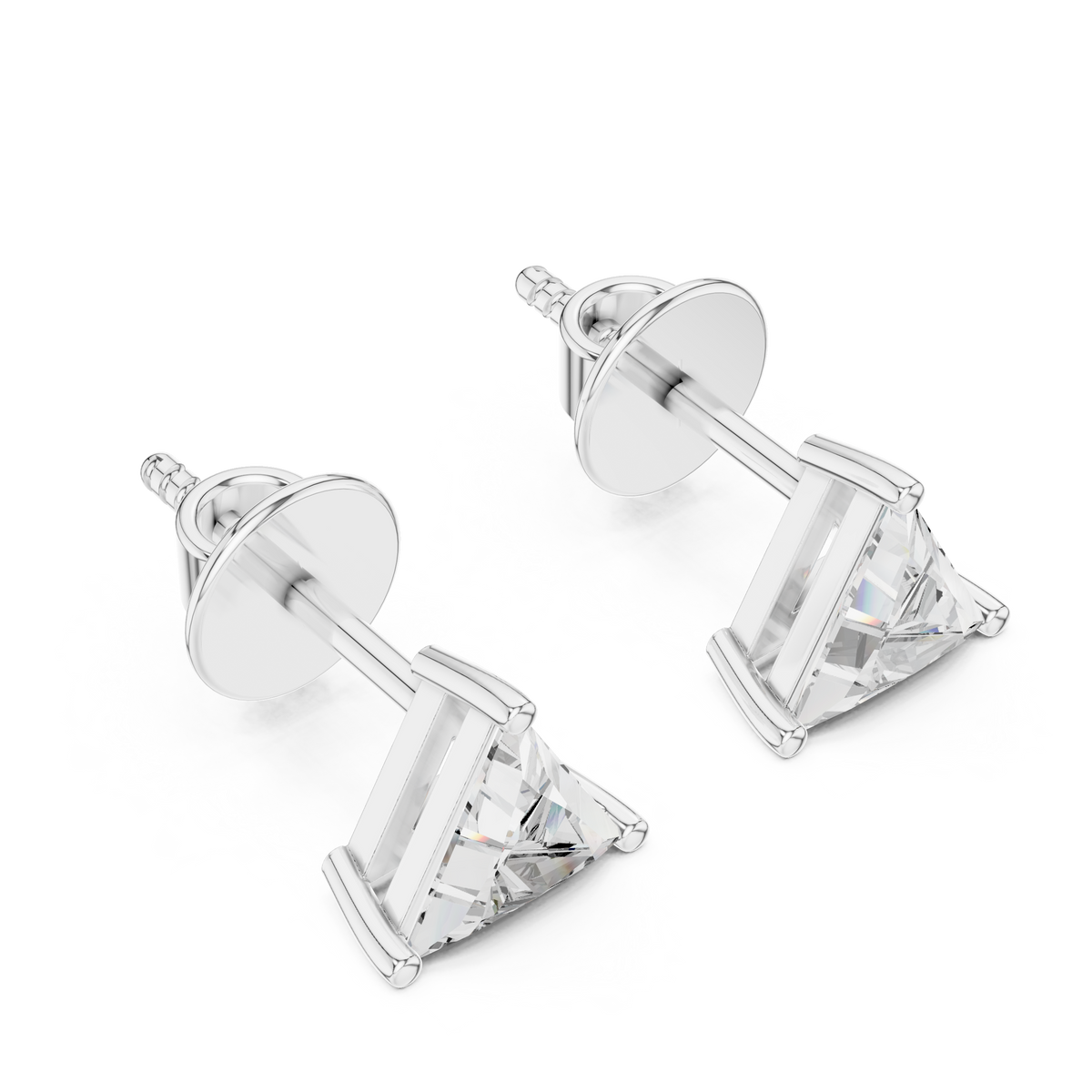 Trillion-Cut Diamond Stud Earrings