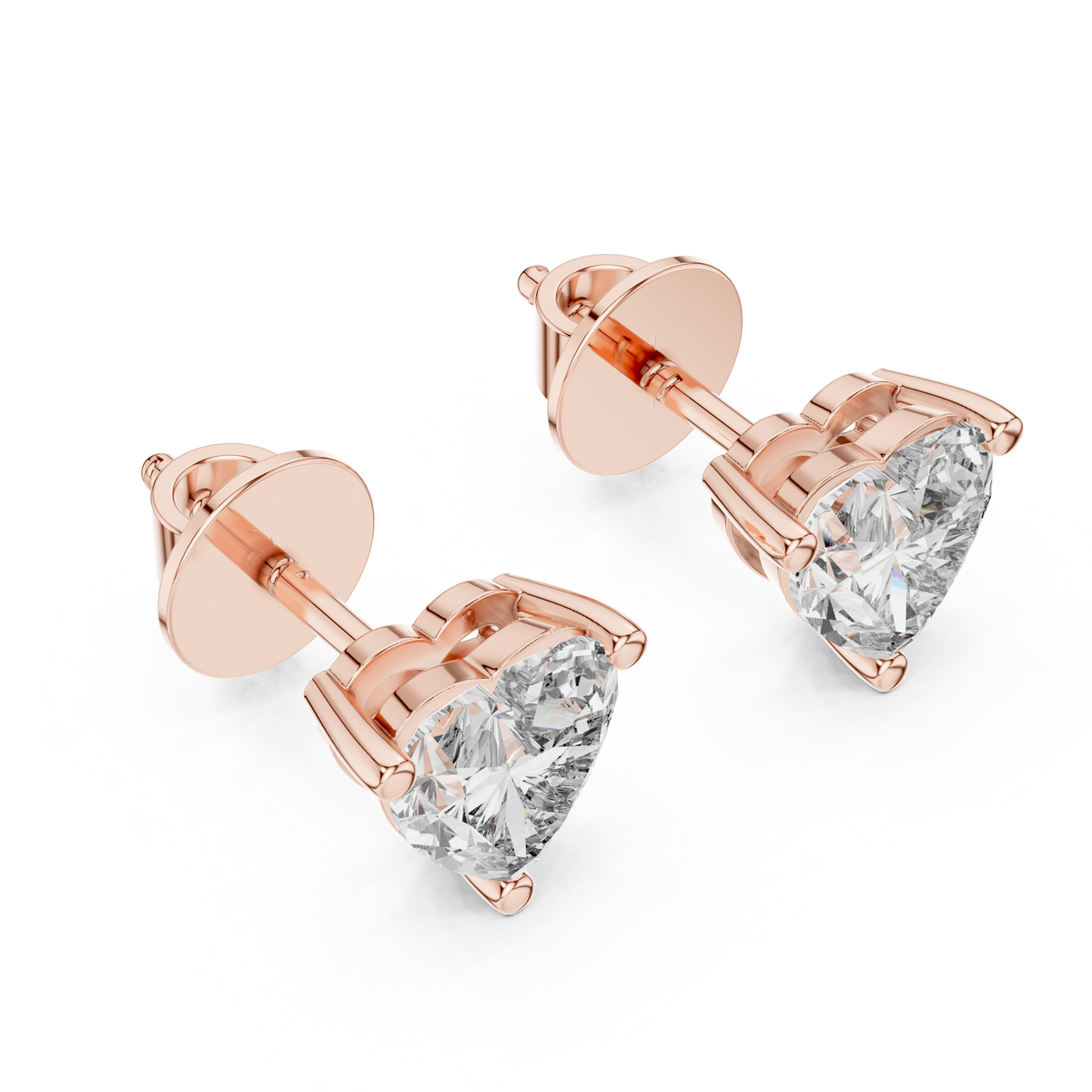 Heart-Shaped Diamond Stud Earrings