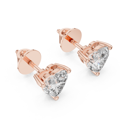Heart-Shaped Diamond Stud Earrings