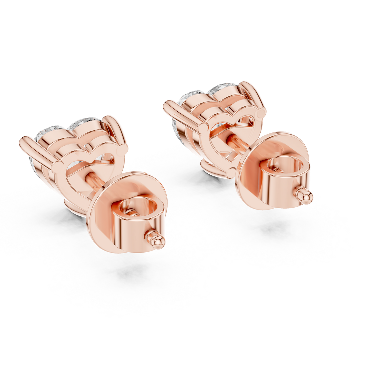 Heart-Shaped Diamond Stud Earrings