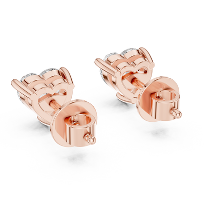 Heart-Shaped Diamond Stud Earrings
