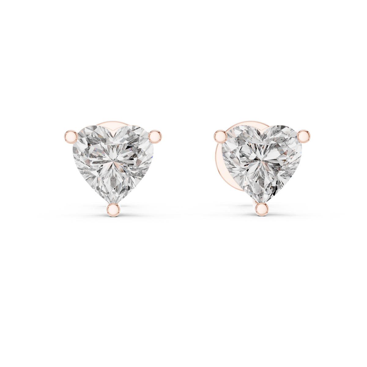 Heart-Shaped Diamond Stud Earrings